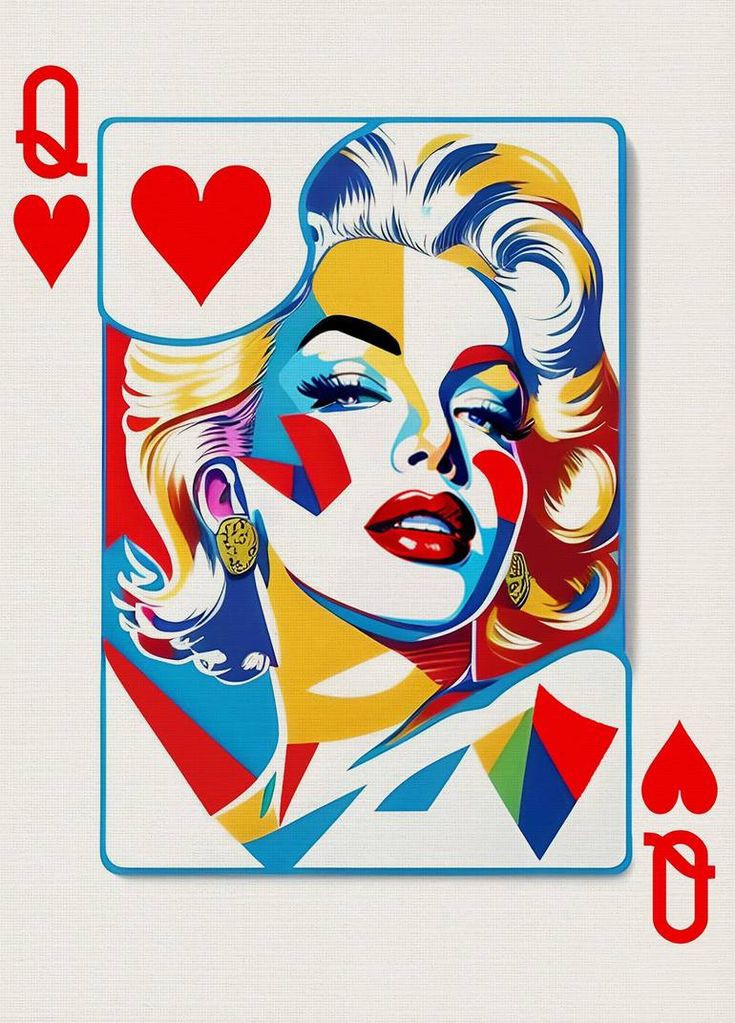 Arte moderno de Marilyn Monroe en estilo pop art, con colores vibrantes como rojo, azul y amarillo. Perfecto para decorar tu hogar u oficina.