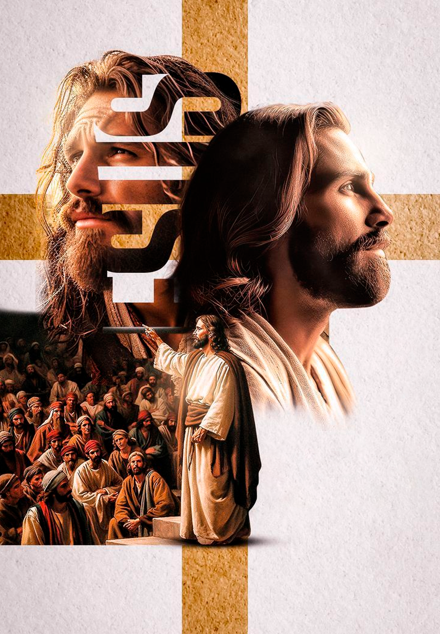 Arte decorativa con figura de Jesús, en tonos cálidos y estilo realista. Perfecta para dar un toque espiritual a tus espacios personales.