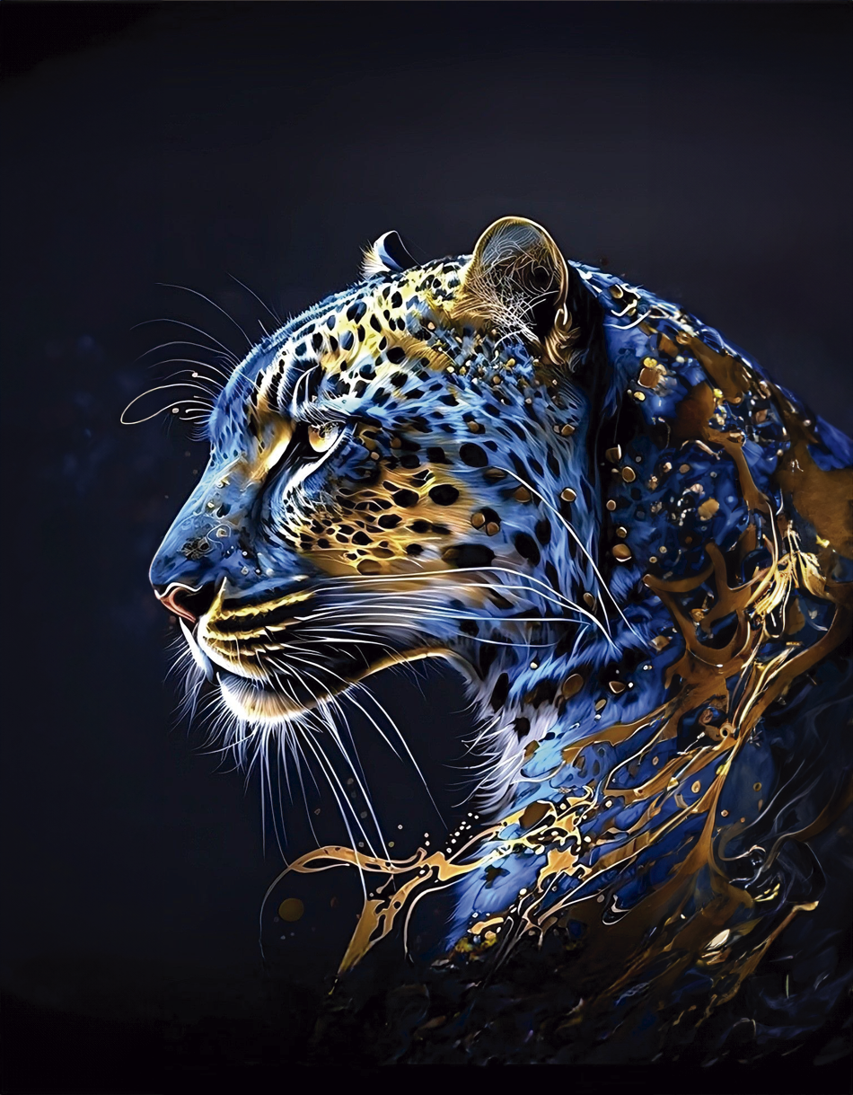 Leopardo colores azules