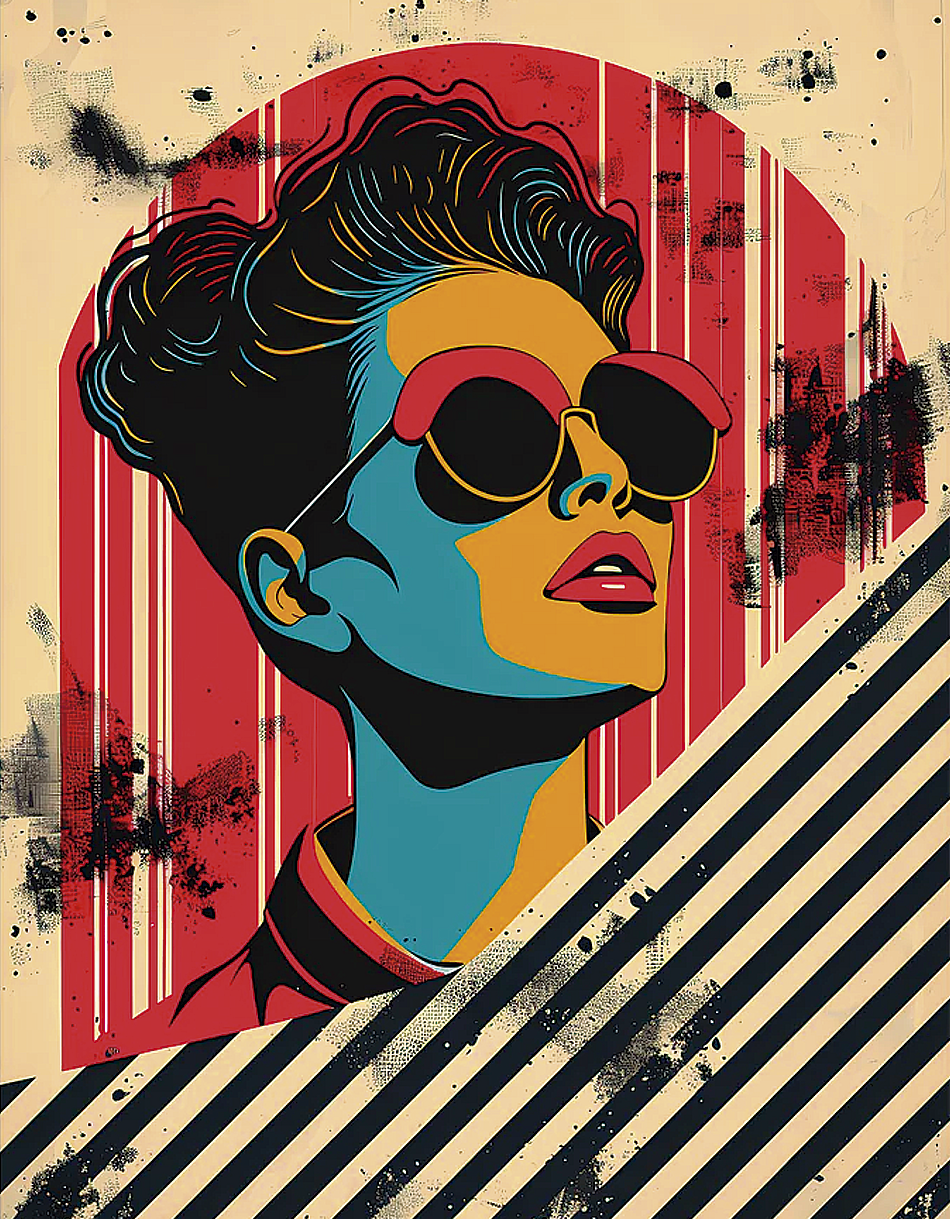 Mujer vibrante de los años 80