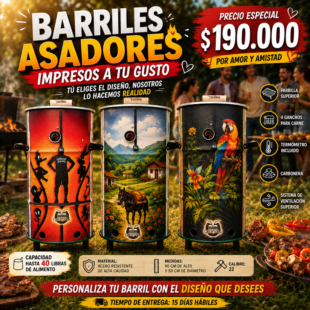 Barril Asador Impreso Personalizado