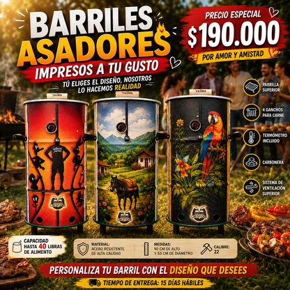 Barril Asador Impreso Personalizado
