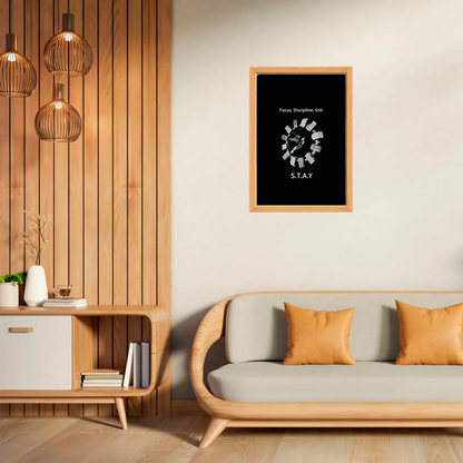 Ilustración futurista de una estación espacial en tonos negros y grises, con un diseño minimalista. Perfecta para decorar cualquier espacio.