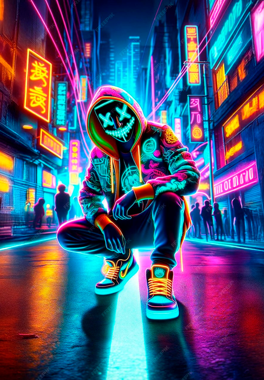 Callejero con brillo de neón