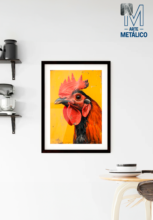 Vibrante pintura pop-art de un gallo