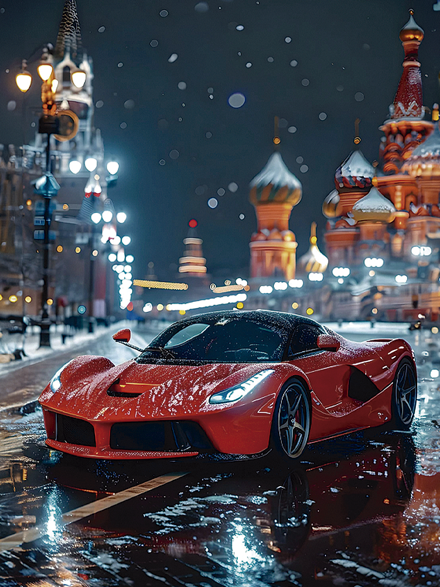 Auto rojo Rusia