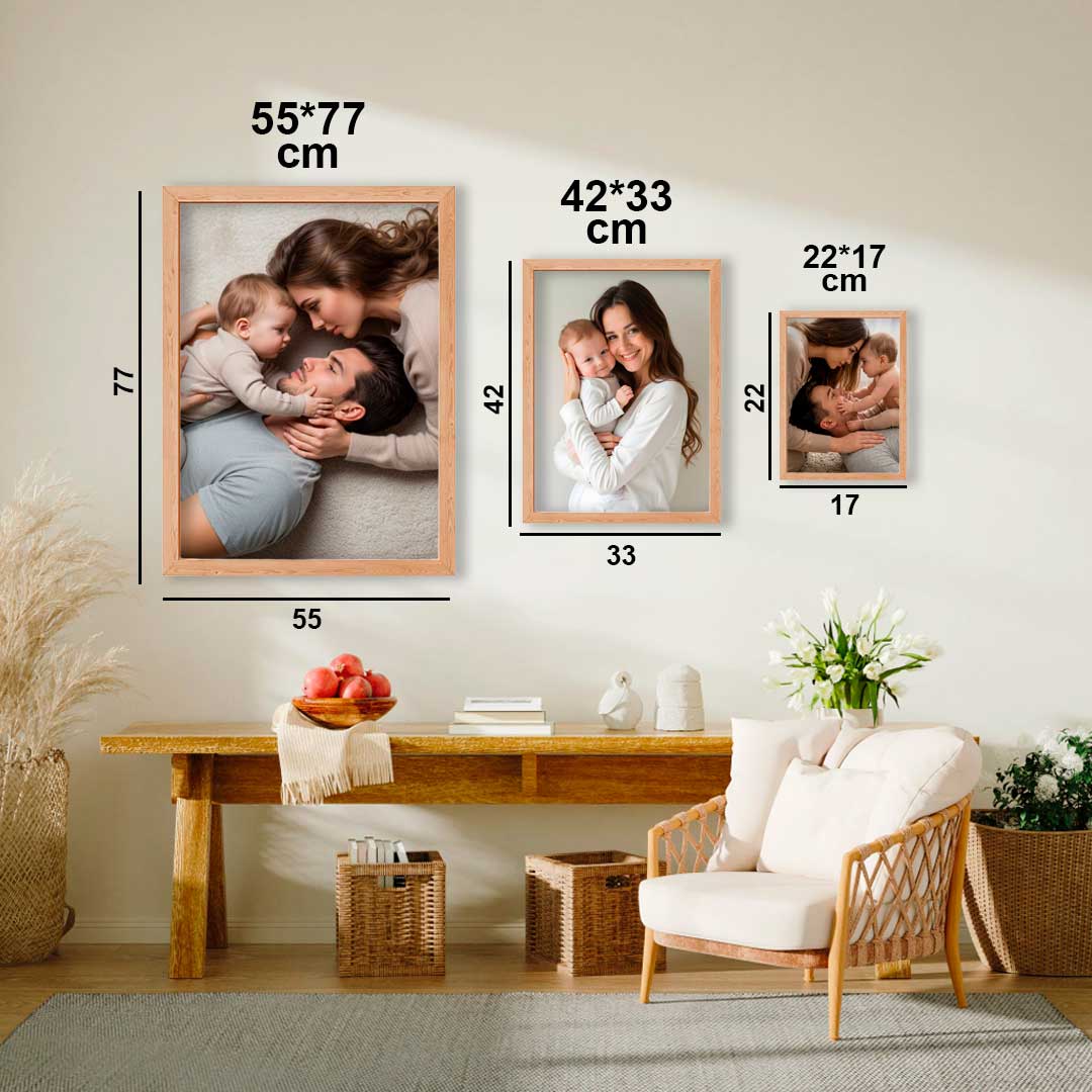 Imagen que captura momentos íntimos de una familia, en tonos cálidos y estilo fotográfico natural. Ideal para decorar tu hogar u oficina.